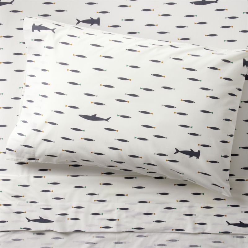 Stay Cool Shark School 100% Organic Cotton Percale Kids Twin Sheet Set