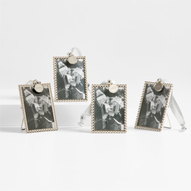 Burgundy Velvet Photo Frame Christmas Tree Ornament, Set of 4