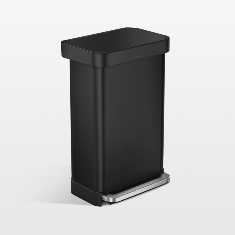Simplehuman 45 Liter Rectangular Kitchen Trash Can with Liner Pocket, Matte Black Steel