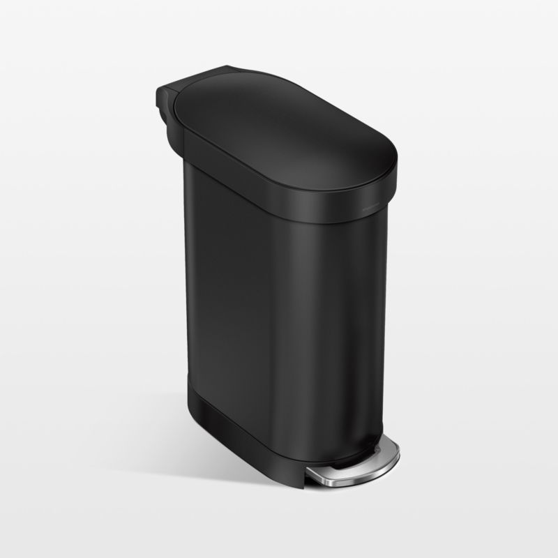 Simplehuman 45 Liter Slim Kitchen Trash Can with Liner Pocket, Matte Black Steel