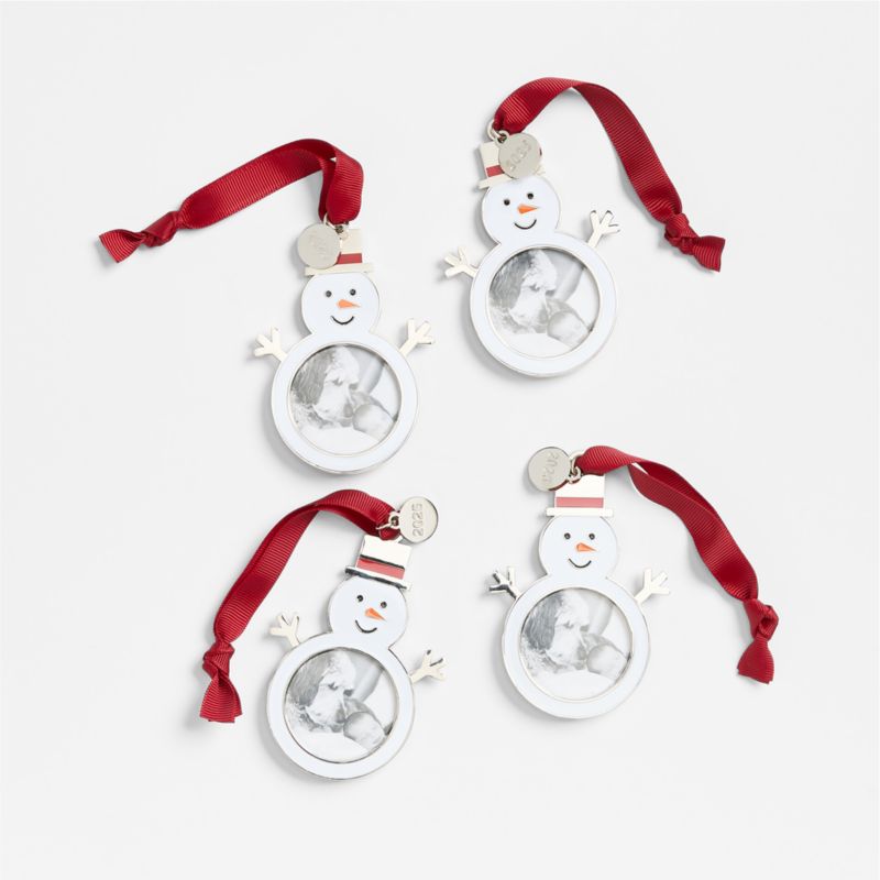 Snowman 2025 Frame Christmas Tree Ornament, Set of 4