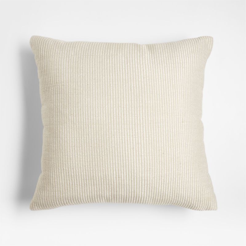 Woven Solid Sand Beige Performance 22"x22" Pouf Ottoman