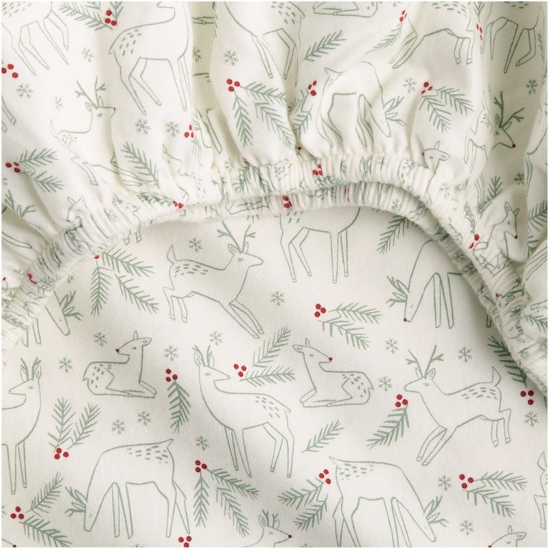 Supercozy Restful Reindeer Christmas Organic Flannel Baby Crib Fitted Sheet