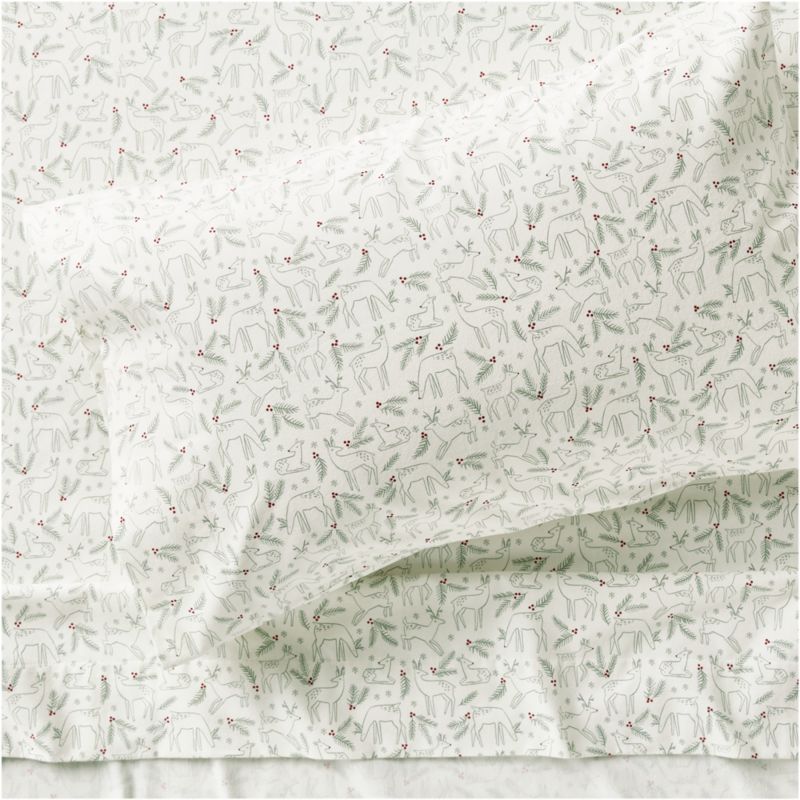 Supercozy Restful Reindeer Christmas Organic Flannel Kids Twin Sheet Set