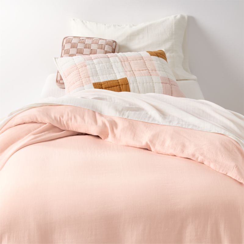 Supersoft Pale Pink Organic Cotton Gauze Kids Twin Duvet Cover