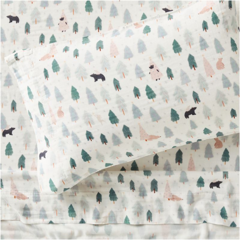 Supersoft Snow and Seek 100% Organic Cotton Gauze Kids Twin Sheet Set