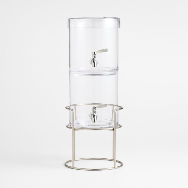 Stacking 2-Gallon Glass Cold Drink Dispenser with Silver Stand