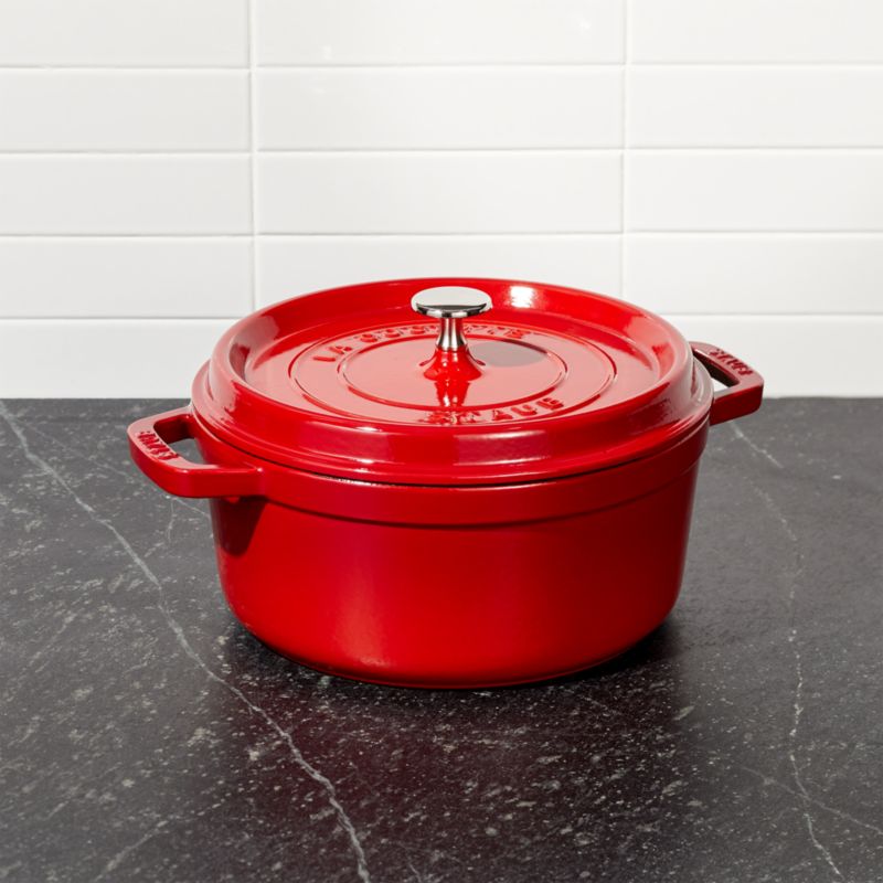 Staub 5.5-Qt Round Cherry Cocotte | Crate & Barrel