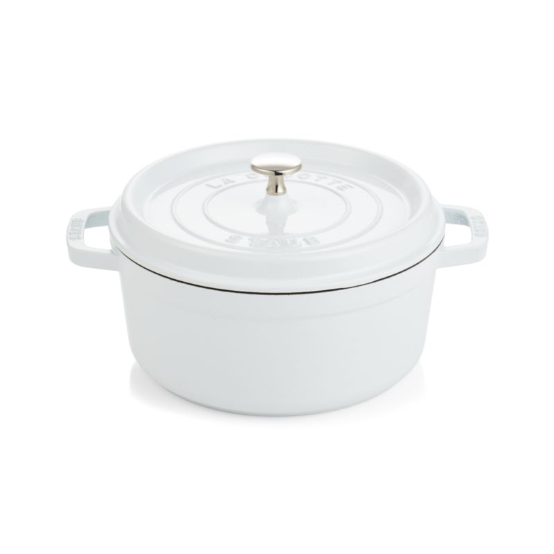 Staub 2.75-Qt. White Truffle Round Cocotte + Reviews | Crate & Barrel