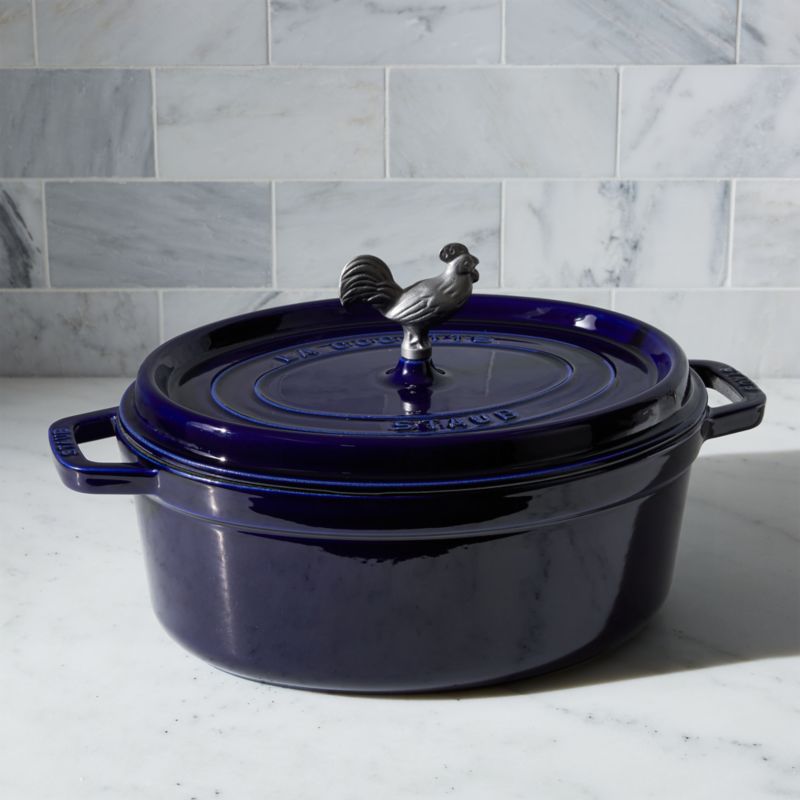 Staub 5.5-Qt Round Dark Blue Cocotte + Reviews | Crate & Barrel