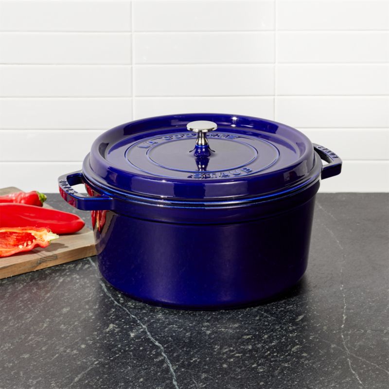 Staub 7-Qt Graphite Round Cocotte + Reviews | Crate & Barrel