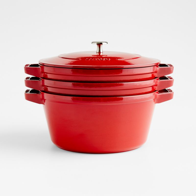 Staub 4-Qt Cherry Red Round Cocotte + Reviews | Crate & Barrel