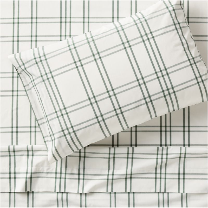 Stax Pine Green Organic Yarn-Dyed Organic Cotton Kids Twin Sheet Set