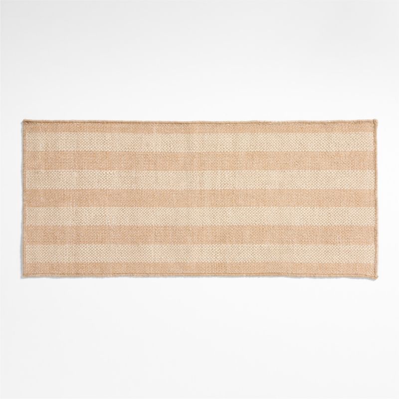 Stripe Performance Ivory and Natural Indoor/Outdoor Double Doormat 24"x57"