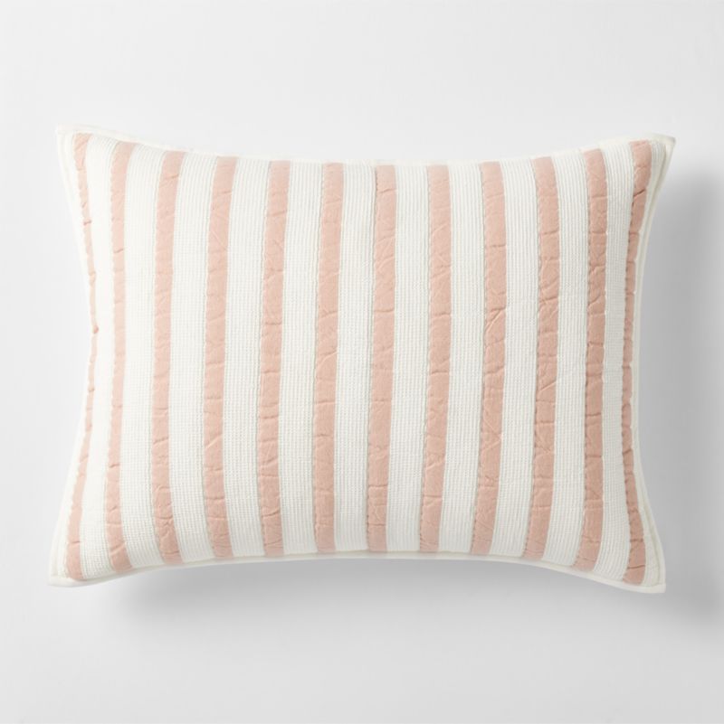 Pink Striped Waffle Weave Organic Cotton Kids Pillow Sham