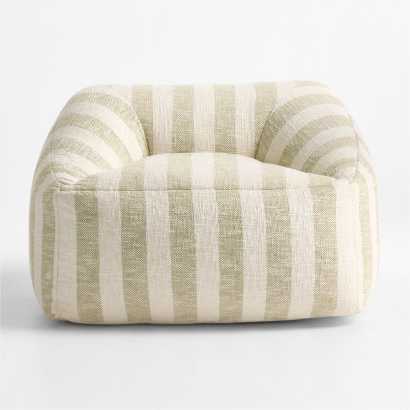 Moss Green Striped Organic Cotton Kids Lounge Chair