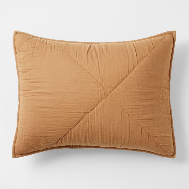 Supersoft Brulee Brown Quilted Organic Cotton Gauze Kids Pillow Sham