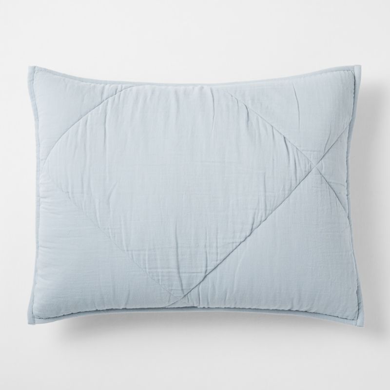 Supersoft Mist Blue Quilted Organic Cotton Gauze Kids Pillow Sham