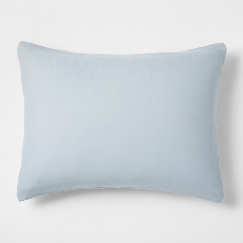 Supersoft Mist Blue Organic Cotton Gauze Kids Pillow Sham
