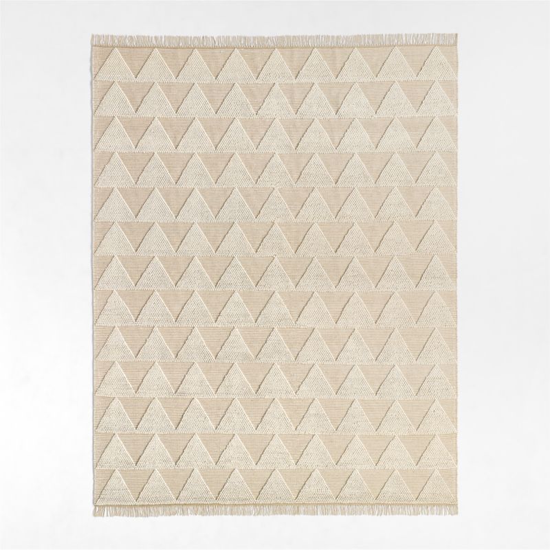 Textured Triangle Beige Hand-Woven Flatweave Kids Area Rug 6'x9'