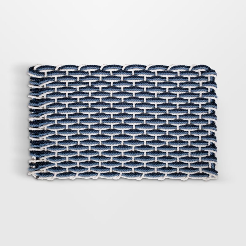 The Rope Co. Pearl, Glacier Bay, and Navy Indoor/Outdoor Handwoven Doormat 24x38"