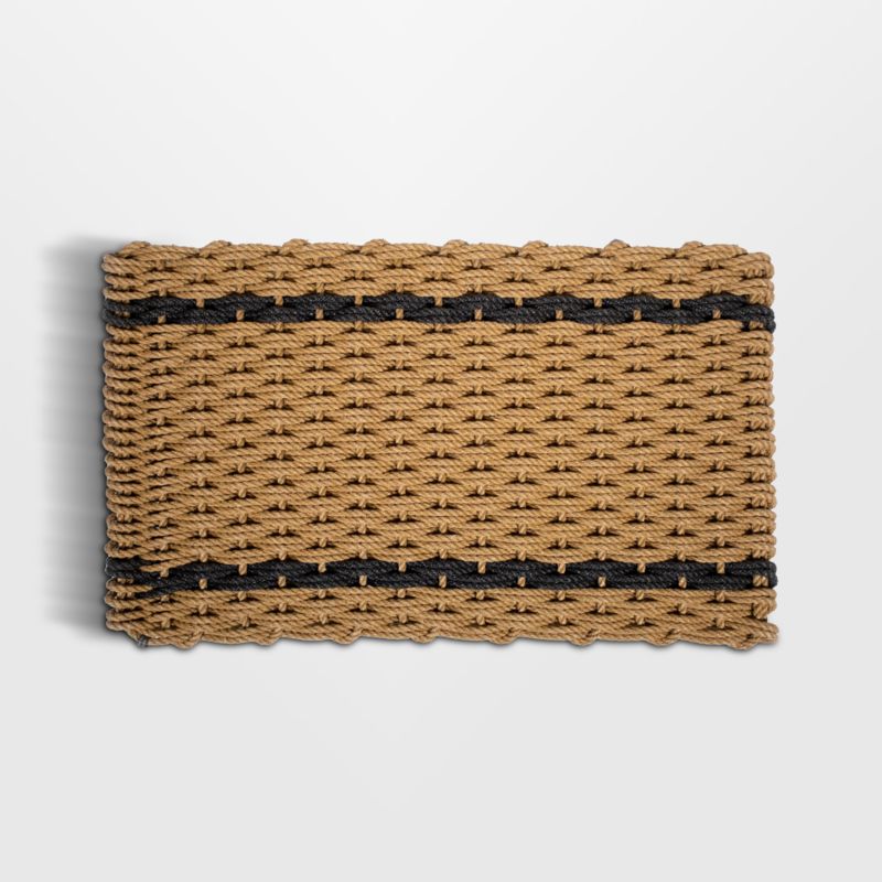 The Rope Co. White and Charcoal Stripe Indoor/Outdoor Handwoven Doormat 24x38"