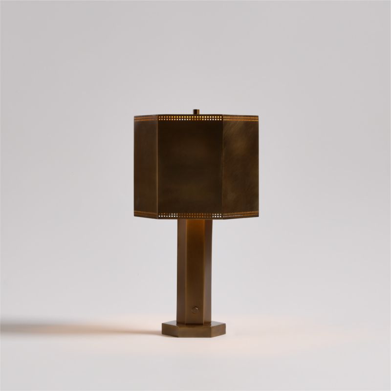 Trousdale Brass Perforated Metal Mini Table Lamp 15"