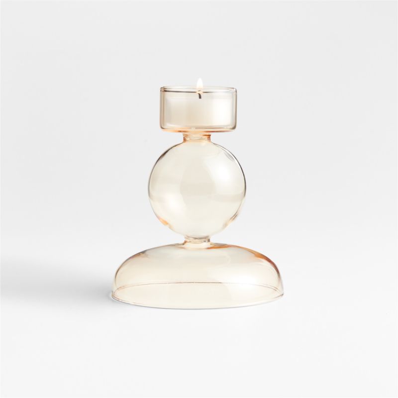 Venezia Small Champagne Yellow Glass Tealight Candle Holder