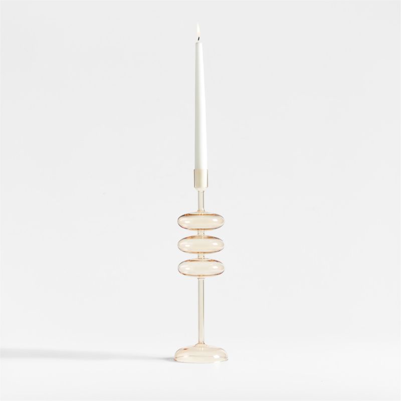 Venezia Large Champagne Yellow Glass Taper Candle Holder