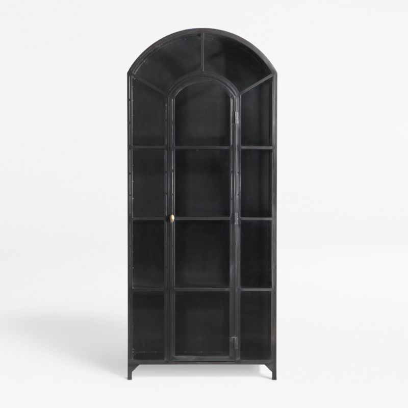 Atrium White Oak and Rattan 4-Shelf Lighted Storage Cabinet