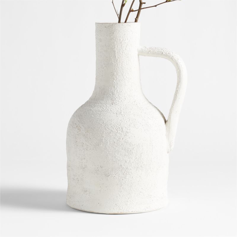 Blanca Small Beige Ribbed Ceramic Vase 8" by Brigette Romanek