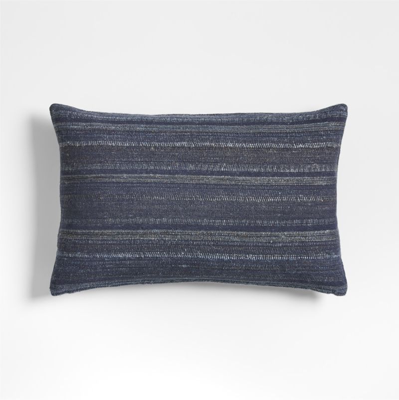 Vittoria Silk Blend Textured 24"x16" Deep Indigo Blue Throw Pillow with Down-Alternative Insert