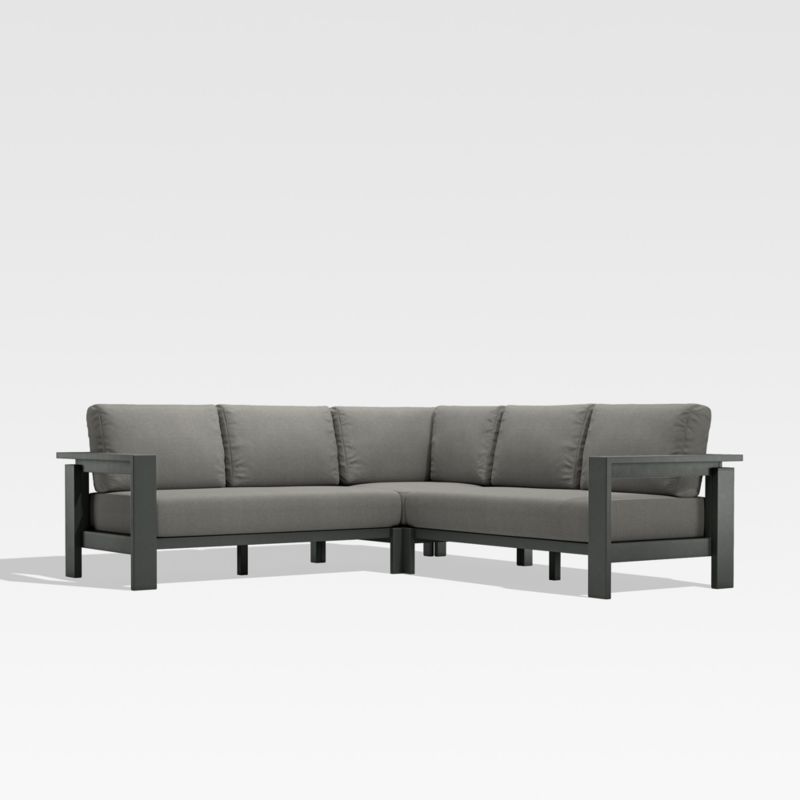 Walker 3-Piece Metal Outdoor Sectional Sofa with Canvas Charcoal Sunbrella ® Cushions