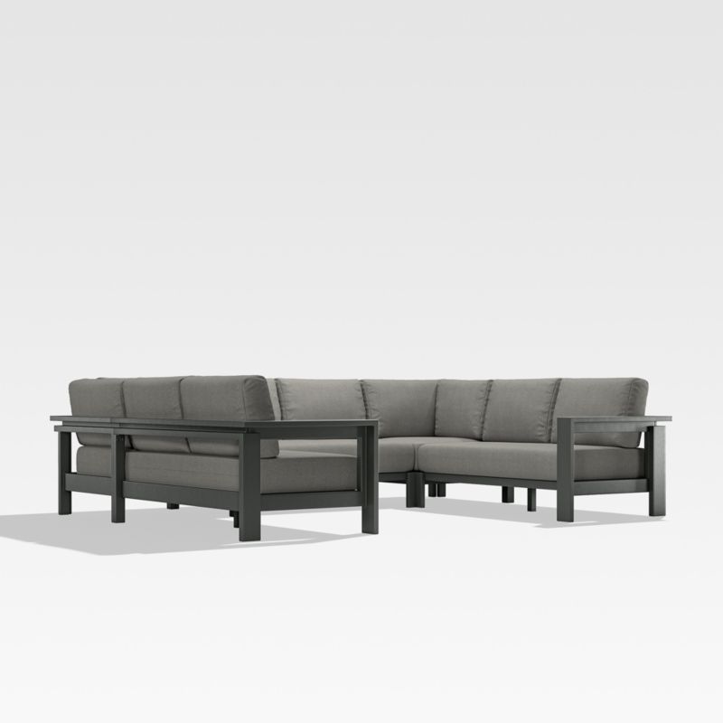 Walker Metal 5-Piece Outdoor Sectional Sofa with Canvas Charcoal Sunbrella ® Cushions