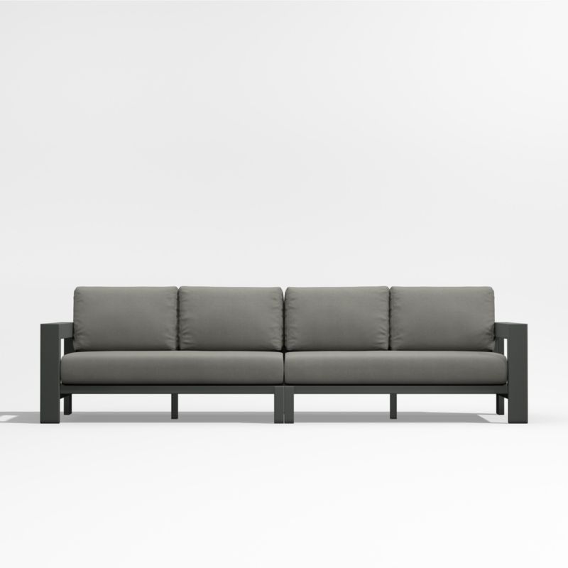 Walker 117" 2-Piece Metal Sectional Sofa with Canvas Charcoal Sunbrella ® Cushions