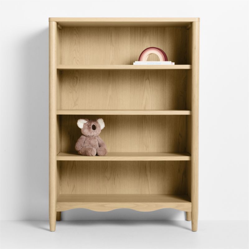 Waveland Natural Oak Wood 4- Shelf Tall Kids Bookcase