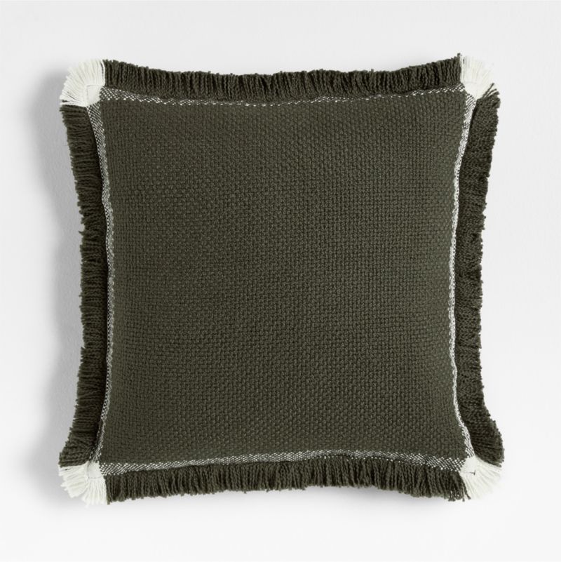 Weekend Burnt Green Organic Cotton 23"x23" Throw Pillow Cover