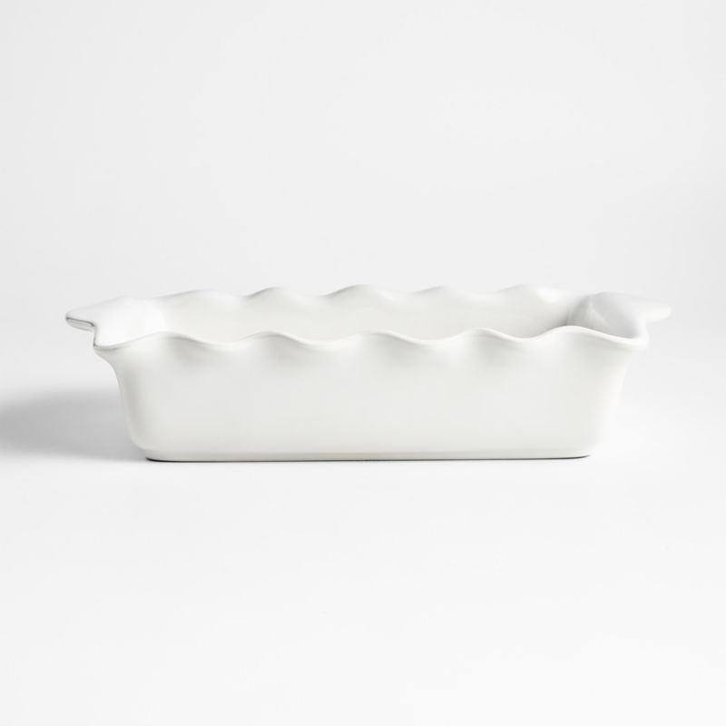 White Ruffle Rectangular Baking Dish
