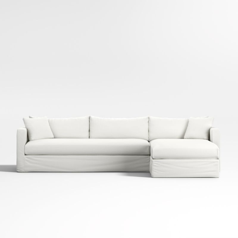Willow II 2-Piece Slipcovered Bench Sectional Sofa with Chaise Lounge