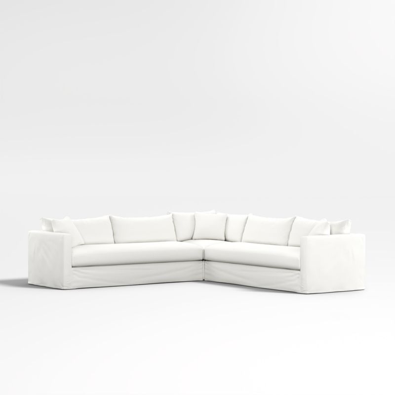 Willow II 3-Piece L-Shaped Slipcovered Bench Sectional Sofa
