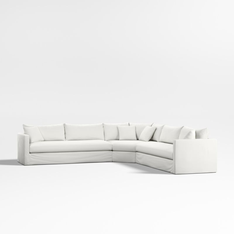 Willow II 3-Piece L-Shaped Wedge Slipcovered Bench Sectional Sofa