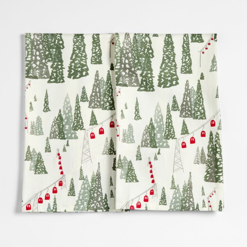 Winter Gondola Organic Cotton Kitchen Towels, Set of 2