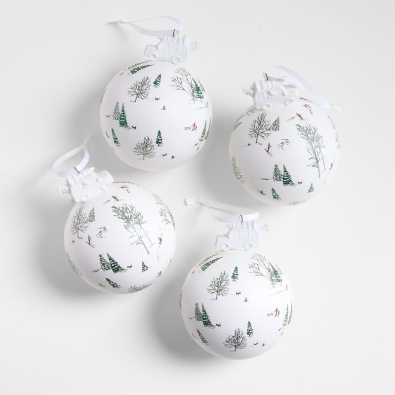 Winter Scene Christmas Ornaments, Set of 4