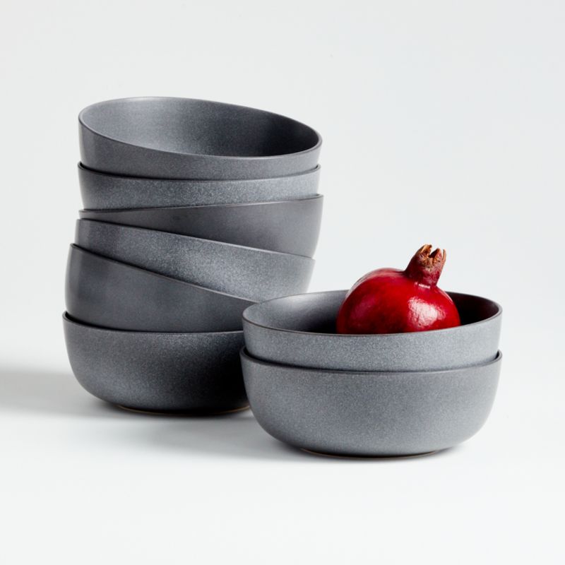 Wren Matte Dark Grey Bowl, Set of 8