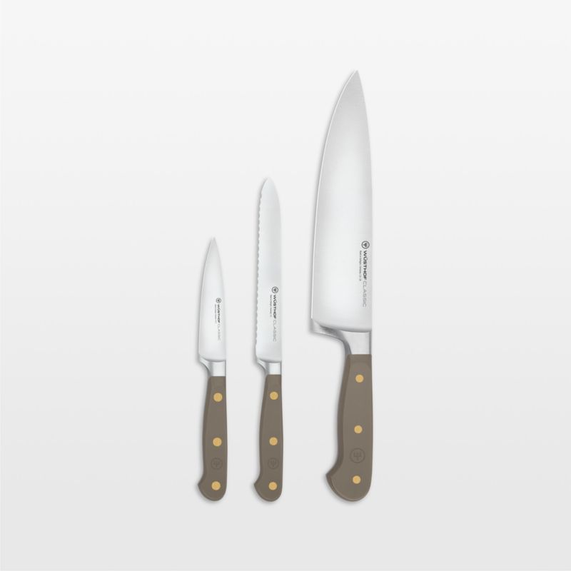 Wusthof ® Classic Velvet Oyster 3-Piece Chef's, Utility, Paring Knife Set