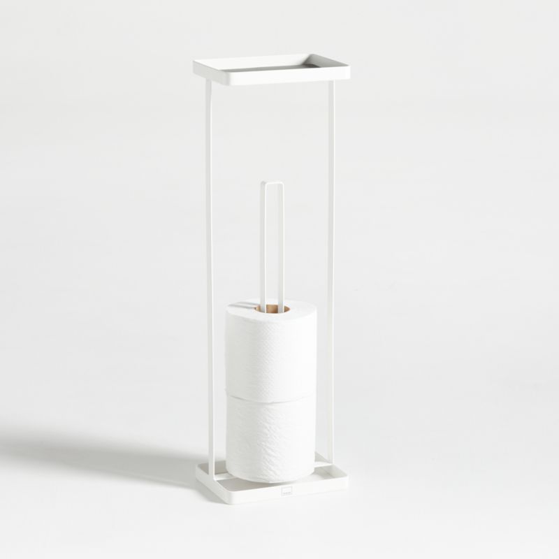 Yamazaki White Toilet Paper Stand with Tray