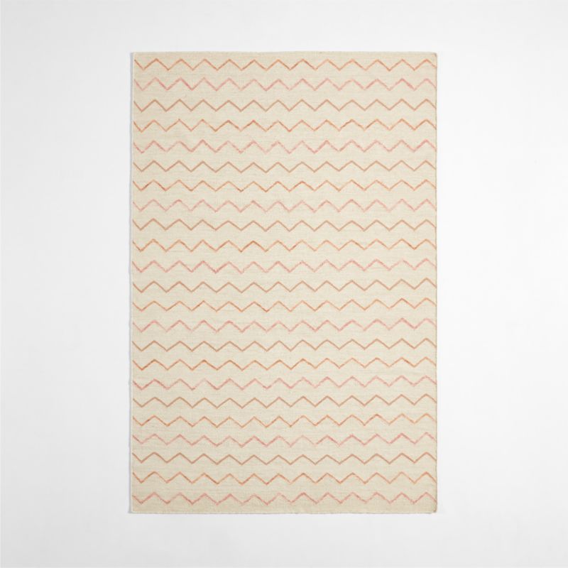 Ziggy Flatweave Wool and Cotton Pink Kids Colorful Area Rug 5'x8'