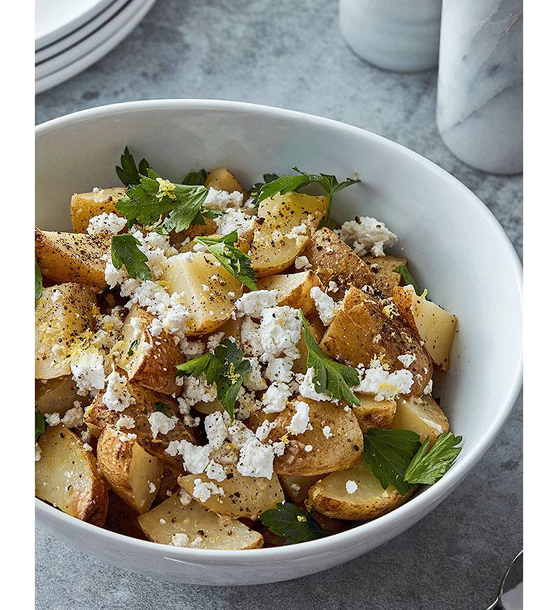 Roasted Purple Potatoes with Lemon, Dijon & Thyme Dressing - She Likes Food