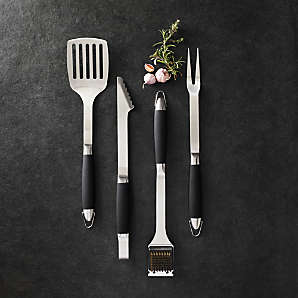 Crate & Barrel Black Silicone and Stainless Steel Utensils