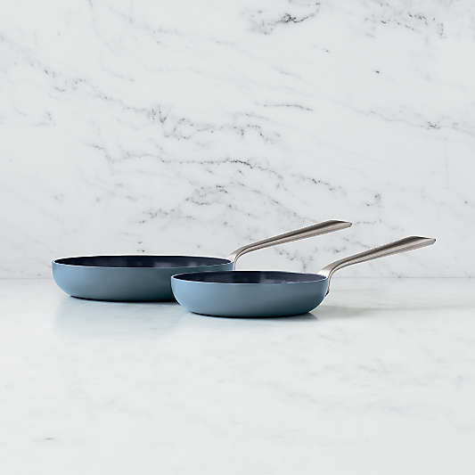 Crate & Barrel EvenCook Ceramic â„¢ Denim Nonstick 8" and 10" Fry Pans Set